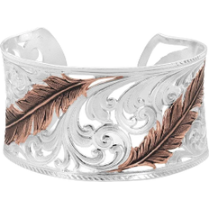 Rose Gold Bracelets Montana Silversmiths Heavenly Whispers Feather Cuff Bracelet - Silver/Rose Gold