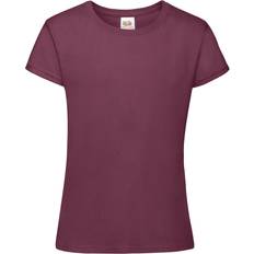Lycra Overdeler Fruit of the Loom Girl's Sofspun Short Sleeve T-shirt 2-pack - Burgundy