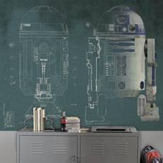 Green Wallpaper RoomMates 6'x7.5' Star Wars R2D2 Prepasted Mural Ultra Strippable