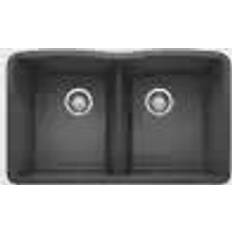 Kitchen Sinks Blanco 440184 DIAMOND Equal Double Bowl Silgranit II: Anthracite Undermount Kitchen Sink