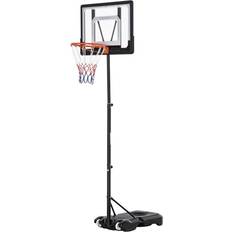 Soozier Basketball Stand 5.1ft-6.9ft Adjustable Basketball Hoop Backboard w/ Wheels & 33Inch Backboard For Kids Teenager Black