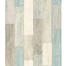 Wallpaper RoomMates RMK10840WP Coastal Weathered Plank Peel & Stick Wallpaper, Blue & Tan