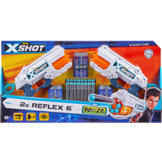 Foam Toy Weapons Zuru X Shot Excel Double Reflex 6 Foam Dart Blaster Combo Pack 16 Darts 3 Cans