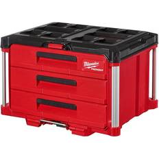 Tool Storage Milwaukee PACKOUT 22 in. Modular 3-Drawer Tool Box with Metal Reinforced Corners, Red