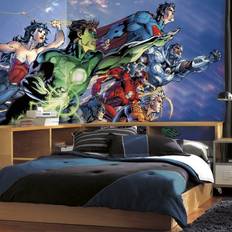 Prepasted Wallpaper RoomMates Justice League Blue Spray and Stick Wallpaper Mural, 6' x 10.5'