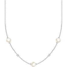 Silber Halsketten Thomas Sabo Charm Club Delicate Necklaces - Silver/Pearl/Transparent