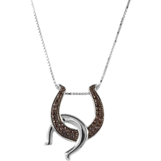Brown Jewelry Kelly Herd Double Horseshoe Necklace - Silver/Cognac