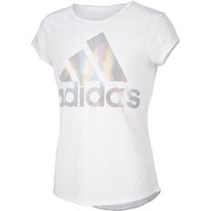 Adidas T-shirts Children's Clothing adidas Girl's Climalite Rainbow-Foil Interlock Tee - White