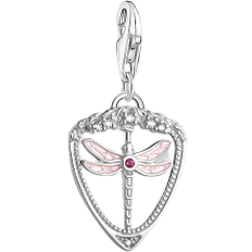 Rød Smykker Thomas Sabo Charm Club Collectable Dragonfly Charm Pendant - Silver/Pink/Red/Transparent