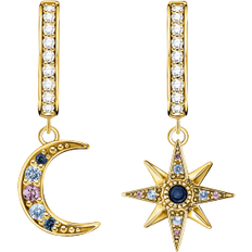 Thomas Sabo Royalty Star & Moon Hoop Earrings - Gold/Multicolour