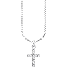 Damen Halsketten Thomas Sabo Cross Pave Necklace - Silver/Transparent