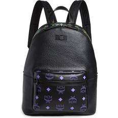 MCM Stark Backpack Medium - Black/Dahlia Purple/Summer Green