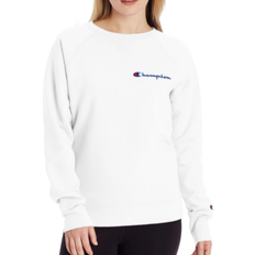 Champion Script Logo Powerblend Fleece Classic Crew Sweatshirt - White