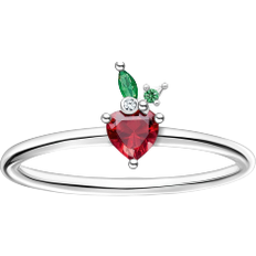 Rød Smykker Thomas Sabo Charm Club Strawberry Ring - Silver/Green/Red/Transparent