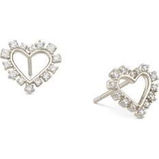 Kendra Scott Ari Heart Stud Earrings - Silver/Transparent