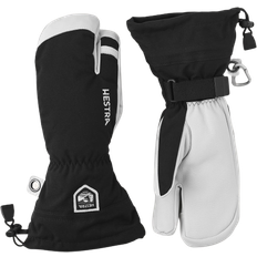 Unisex Klær Hestra Army Leather Heli Ski 3-Finger Gloves - Black