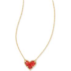 Kendra Scott Ari Heart Pendant Necklace - Gold/Red