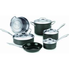 Stainless Steel Cookware Sets Cuisinart GreenGourmet Hard Anodized Cookware Set with lid 10 Parts