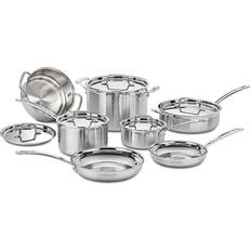 Dishwasher Safe Cookware Sets Cuisinart Multiclad Pro Tri-Ply Cookware Set with lid 12 Parts