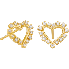 Kendra Scott Ari Heart Stud Earrings - Gold/Transparent