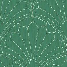 Boho Rhapsody Jade and Ivory Scallop Medallion Unpasted Wallpaper