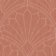Boho Rhapsody Redwood and Ivory Scallop Medallion Unpasted Wallpaper