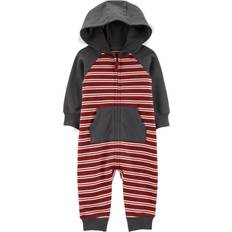 Carter's Striped Hooded Jumpsuit - Red/Grey (V_1M723510)