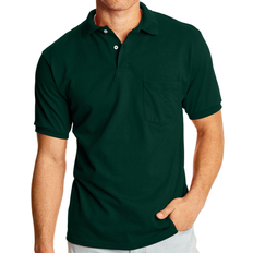 Hanes CottonBlend EcoSmart Jersey Polo with Pocket 2-Pack - Deep Forest