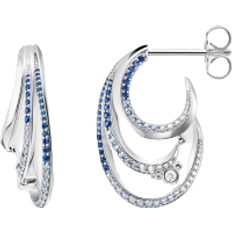 Thomas Sabo Wave Hoop Earrings - Silver/Blue/Transparent