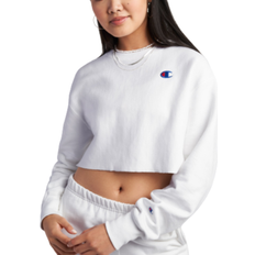 Champion Reverse Weave Cropped Cut-Off Crew Sweatshirt - White