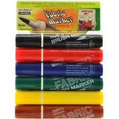 Marvy Fabric Brush Markers 6ct Uchida -Primary