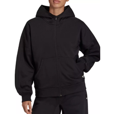 adidas Women's Studio Lounge Fleece Hooded Full-Zip Hoodie - Black