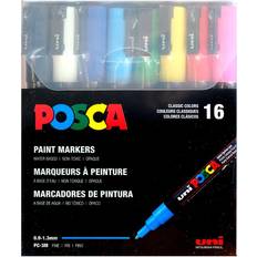 Arts & Crafts Uni Posca PC-3M Fine Bullet Paint Marker Set (16-Colors) Assorted