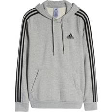 adidas Essentials Fleece 3-Stripes Hoodie - Medium Grey Heather/Black