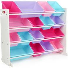 Blocks Humble Crew Forever White/Pastel Super-Sized Toy Organizer with 16-Plastic Bins