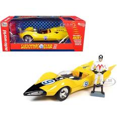 Toy Motorcycles Shooting Star 9 Yellow and Racer X Figurine "Speed Racer" Anime Series 1/18 Diecast Model Car by Auto World