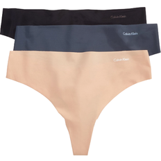 Calvin Klein Elastane/Lycra/Spandex Clothing Calvin Klein Invisibles Thong 3-pack - Speakeasy/Carmel/Black