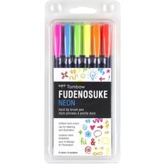 Tombow Fudenosuke Neon Brush Pens 6-pack