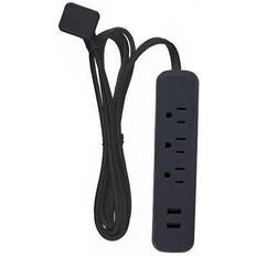 2 USB Outlets Power Strips Globe Powerstrip 3Out 2Usb Blk