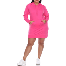 White Shark Women Hoodie Sweatshirt Dress Plus Size - Pink