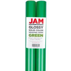 Gift Wrapping Papers JAM PAPER Gift Wrap, Glossy Wrapping Paper, 25 Sq Ft per Roll, Green, 2/Pack