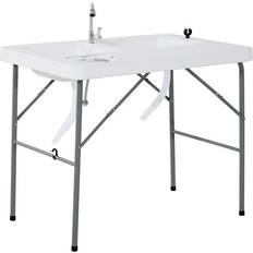 Outsunny Portable Folding Camping Table w/ Faucet White