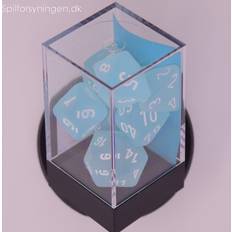 Chessex Frosted Teal Dice with White Numbers Polyhedral 7-Die Dice Set