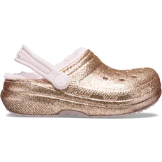 Crocs Kid's Classic Glitter Lined Clog - Gold/Barely Pink