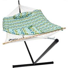 Double garden hammock Patio Furniture Sunnydaze 12-Foot Steel Stand Rope