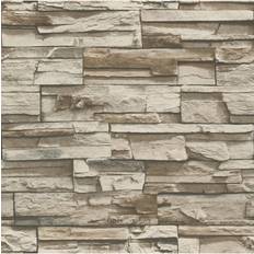 Easy-up Wallpaper RoomMates Brown Stacked Stone Peel and Stick (RMK9025WP)