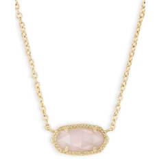 Elisa Pendant Necklace - Gold/Rose Quartz