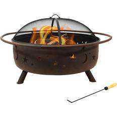 Sunnydaze Cosmic Outdoor Fire Pit with Moon and Stars Design