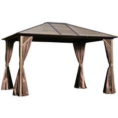 OutSunny Pavilions & Accessories OutSunny Hardtop Gazebo with Netting Curtains and Sidewalls