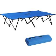 Outsunny Portable Two Person Double Folding Camping Cot for Adults Blue